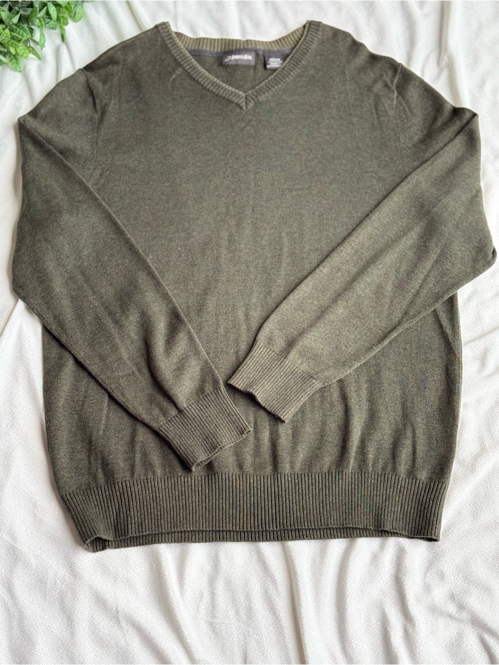 St. John's Bay Men's V-Neck Sweater in Olive